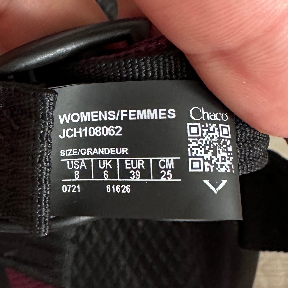 Chaco Z/2 Classic Sandals Maroon Toe Loop Sport Walking Outdoor Women’s Size 8 - Picture 7 of 10